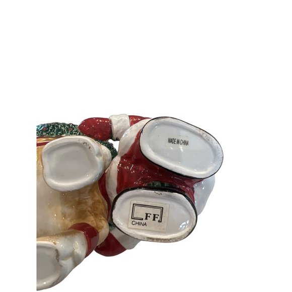 Fitz And Floyd Deer Santa Reindeer Pillar Candle Holder Christmas Holiday Decor - Picture 9 of 9